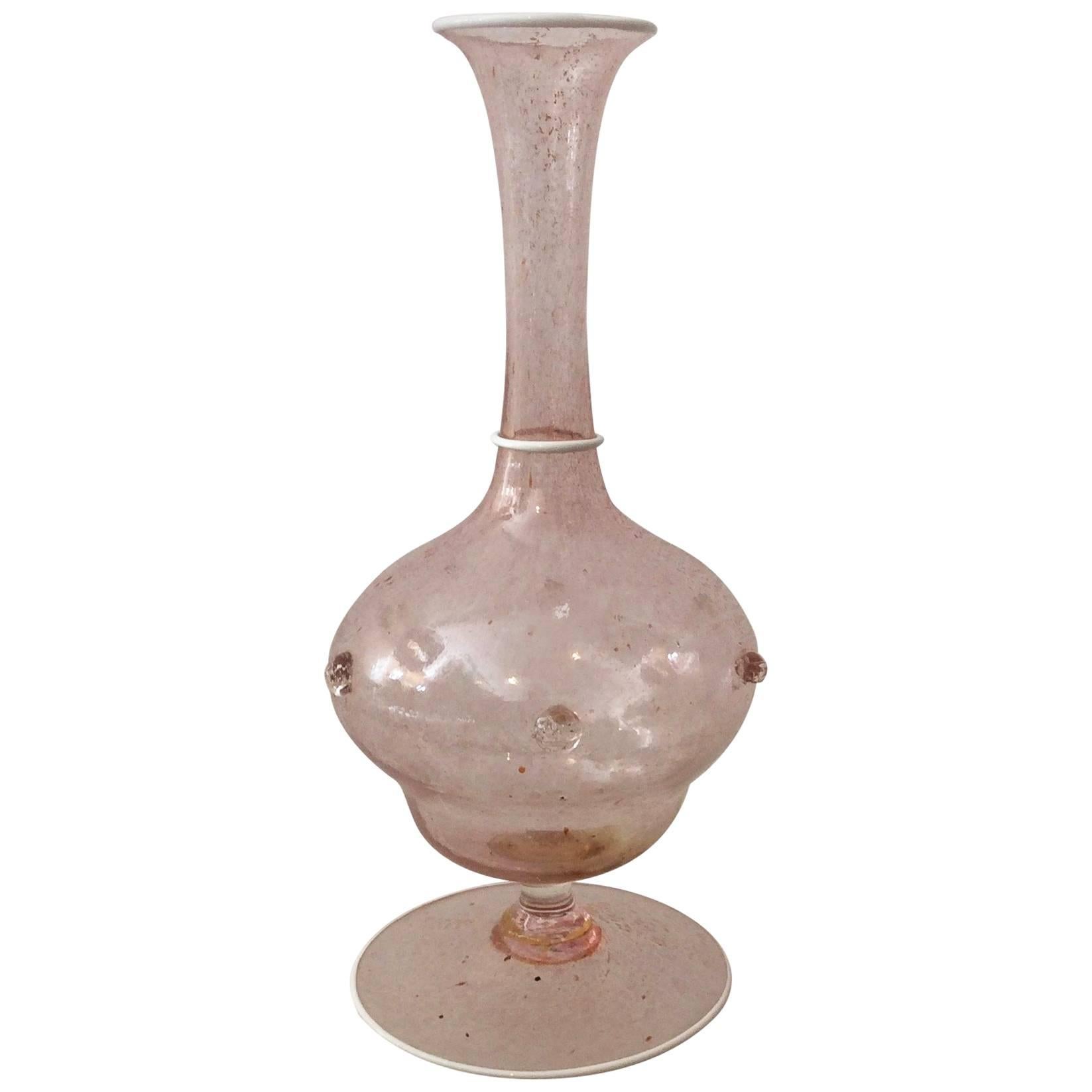 Early 20th Century Italian Muranu Salviati Delicate Classical Glass Vase For Sale