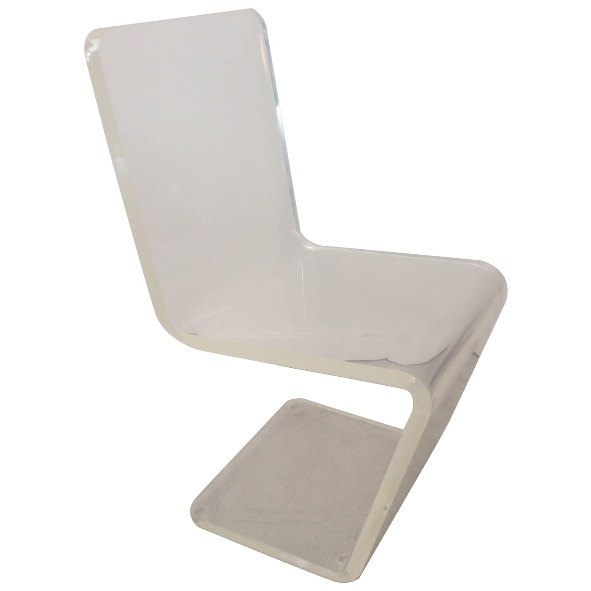 Mid-Century Modern Thick Lucite Zig Zag Sculptural Chair Hollis Jones Style For Sale