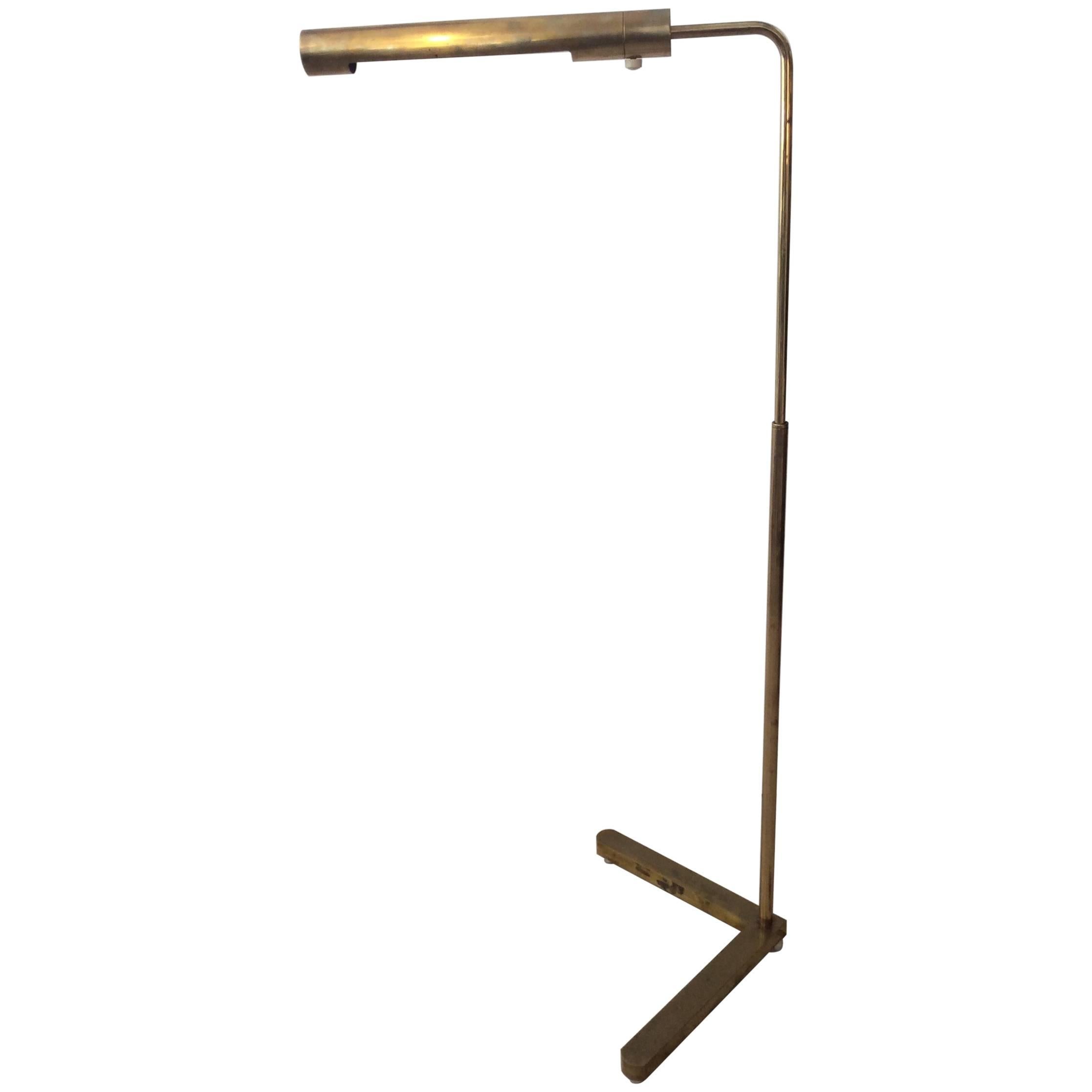 Mid-Century Modern Cedric Hartman Style Casella Adjustable Brass Floor Lamp For Sale