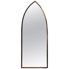 Mid-Century Modern Italian Brass "Arch" Gothic Mirror