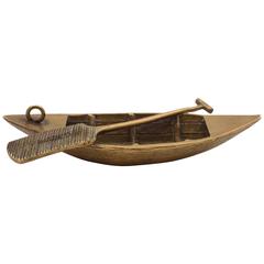 19th Century Victorian Novelty Canoe Brass Vesta