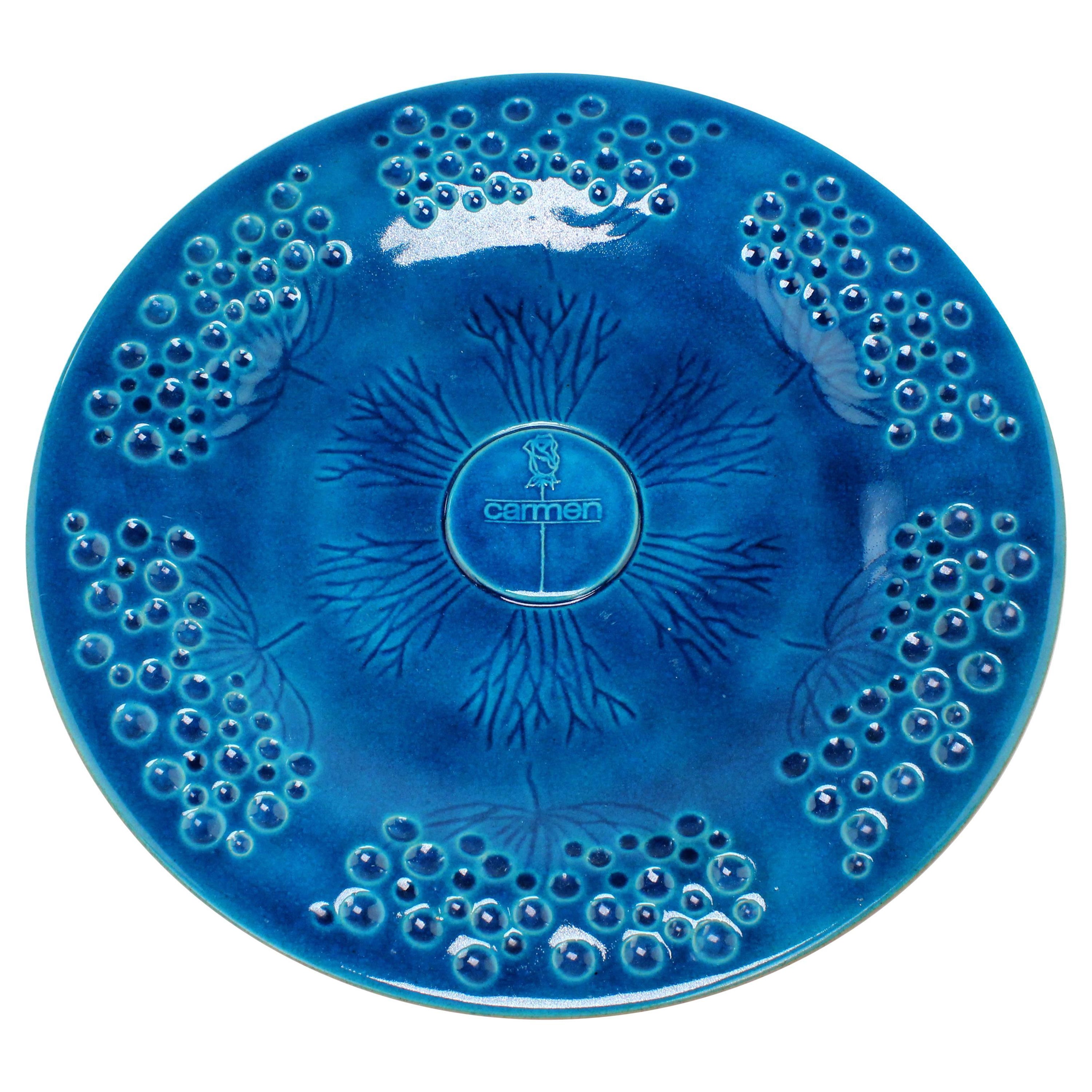 Kähler 1950s Turquoise Blue Carmen Centerpiece, Wall Plate