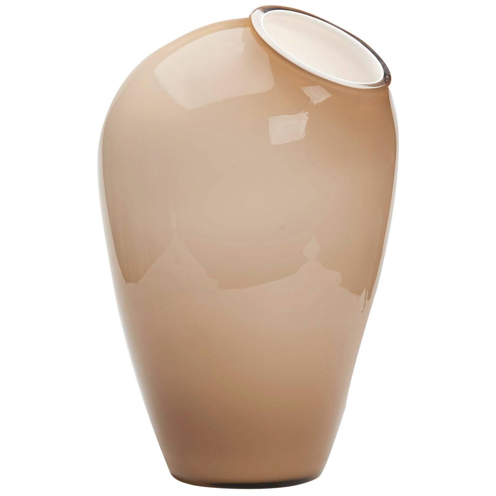 Large Vintage Schott Zweisel Overlay Glass Vase 20th Century For Sale