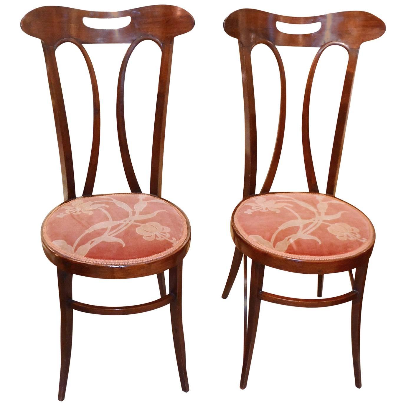 Pair of Art Nouveau Side Chairs For Sale