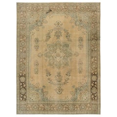 Vintage Gorgeously Contrasted Persian Tabriz Rug