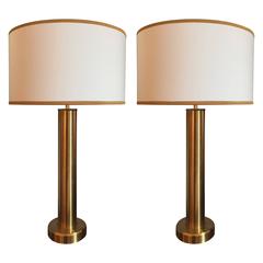 Pair of 1970s Scandinavian Brass Table Lamps