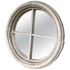Vintage Antique Architectural Salvage Circular Window Frame Mirror