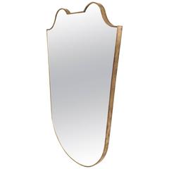 Mid-Century Large Brass Wall Mirror, Italy, 1950s