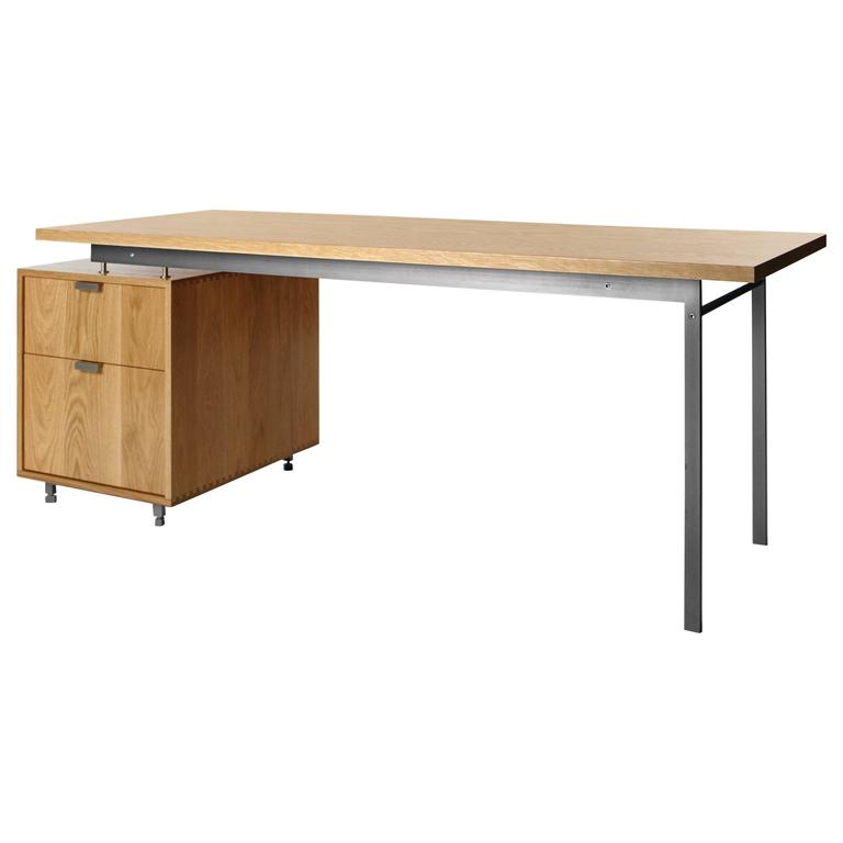 Ad6 Handmade Solid White Oak And Cold Rolled Steel Desk With File