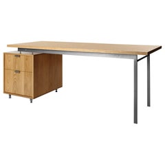 AD6, Solid White Oak and Cold-Rolled Steel Desk with File and Drawers