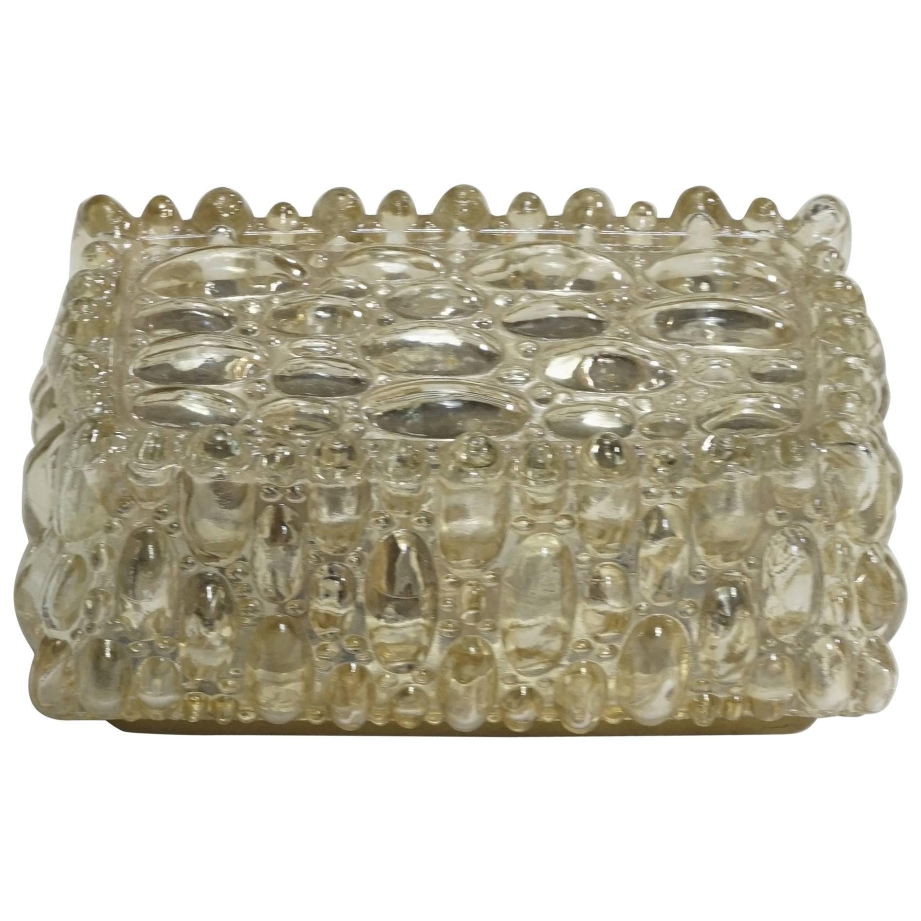 A beautiful rectangle shaped, amber bubble glass flush mount by Helena Tynell. Looks great as a sconce or ceiling mount. Newly rewired, UL listing available for an additional fee.