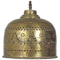Vintage Pierced Metal Shade Pendant