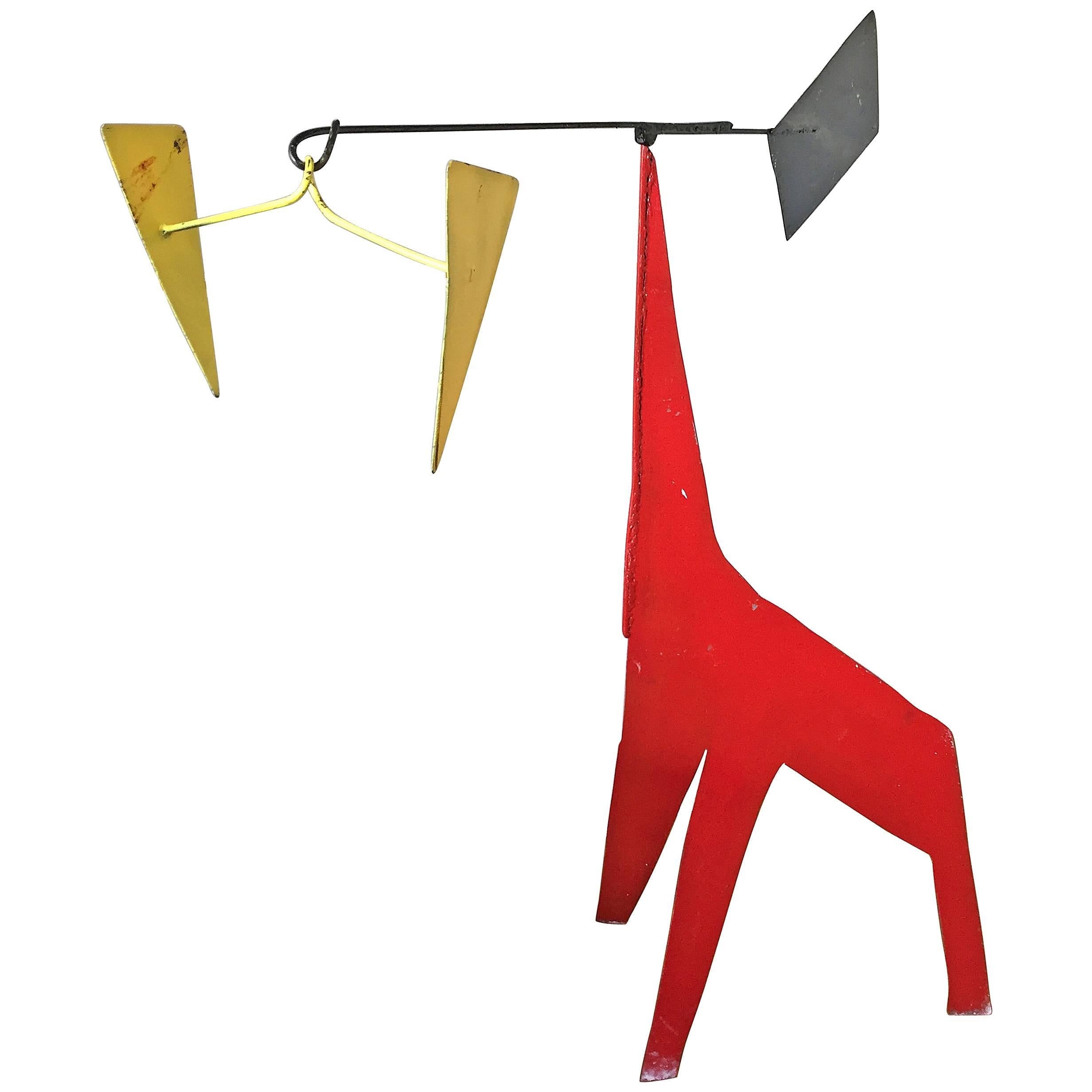 Large Polychrome Wrought Iron Stabile with Mobile Elements