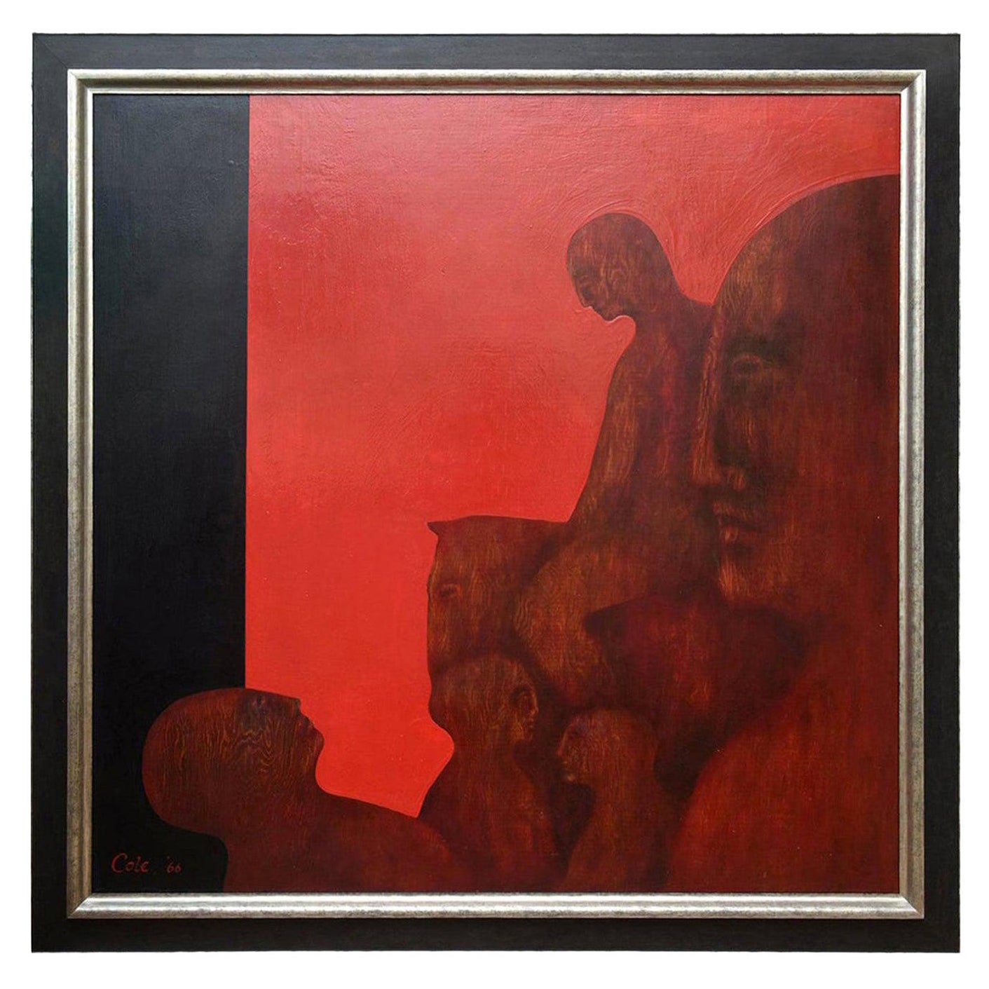 Natalie Cole Pintura al óleo sobre tabla vintage firmada "Lady Godiva" Enmarcada a medida
