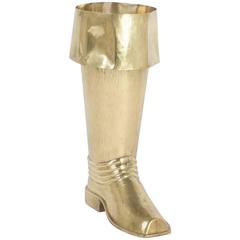 Vintage Spanish Brass Boot Umbrella Stand 1