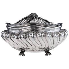 Vintage Stunning Italian Buccellati Solid Silver Large Soup Tureen and Cover, circa 1980
