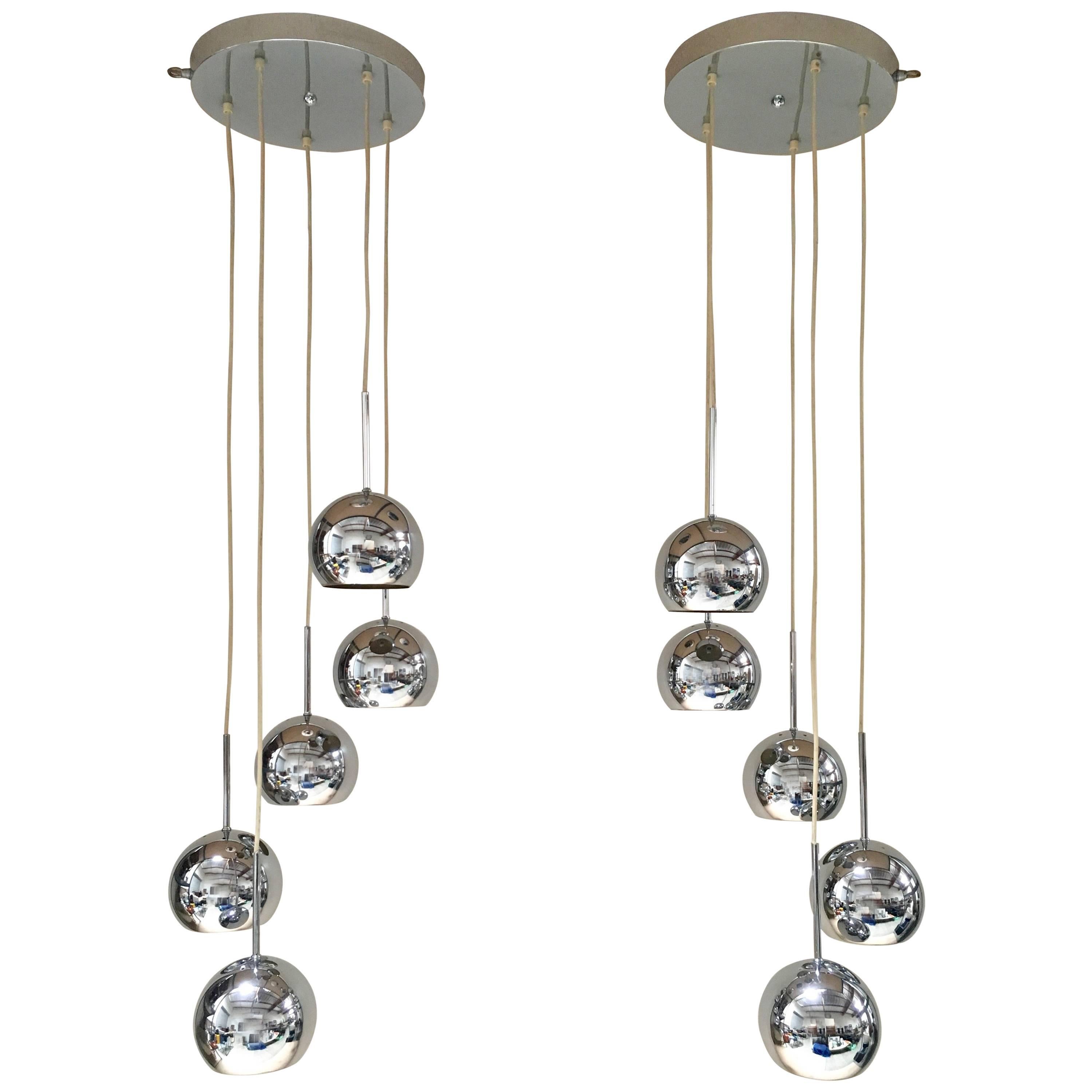 Pair of 20th Century Chrome Sphere Lamps 