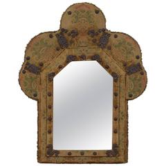 Dutch or English Arts & Crafts, Queen Anne Style Upholstered Mirror, circa 1900 8