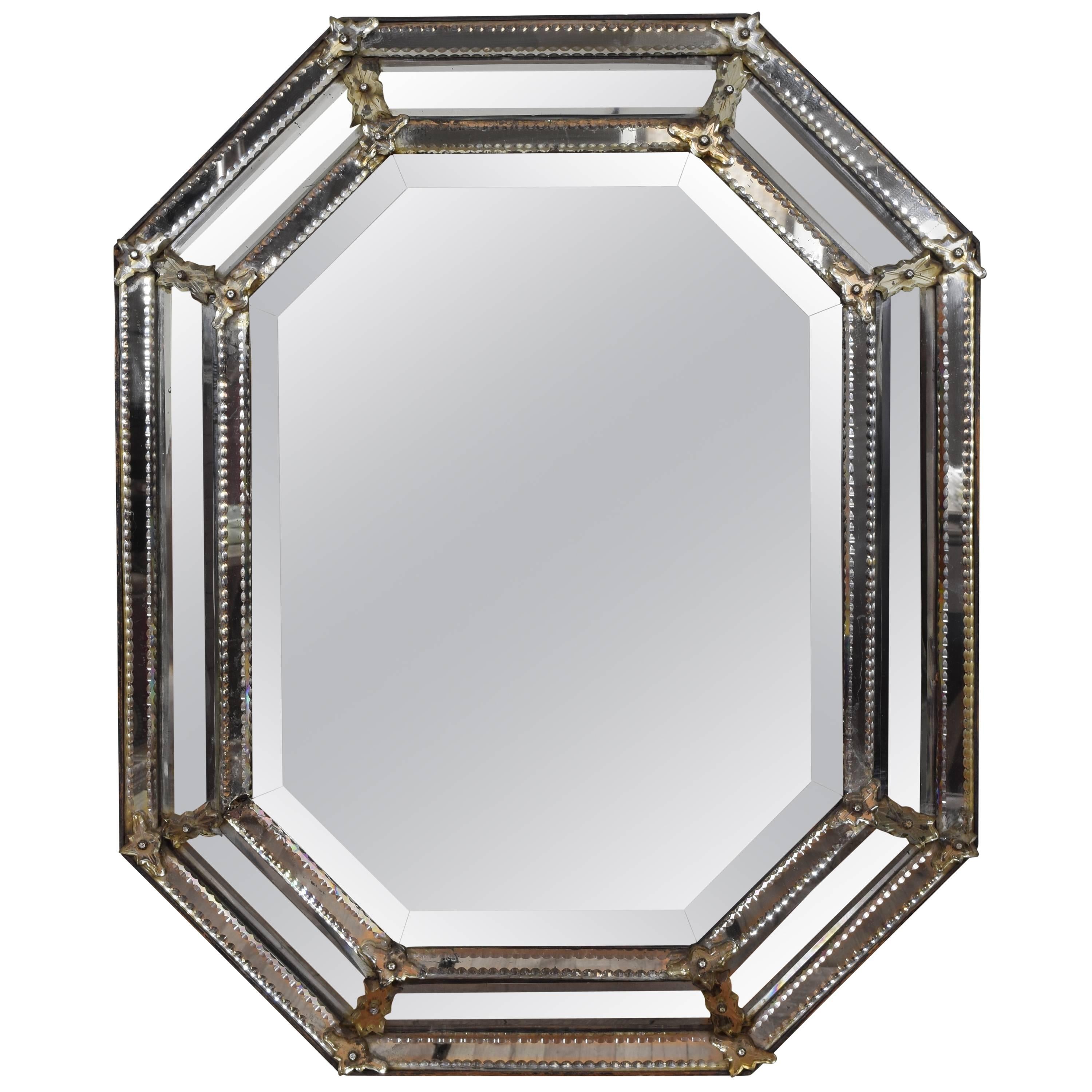 Italian, Venetian, Octagonal Mirror, Mid to 3rd Quarter 19th Century