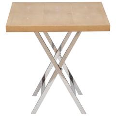 Shagreen and Polished Chrome Side Table 5