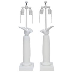 Pair of Sirmos Plaster Dove Lamps
