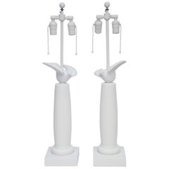 Pair of Sirmos Plaster Dove Lamps 10
