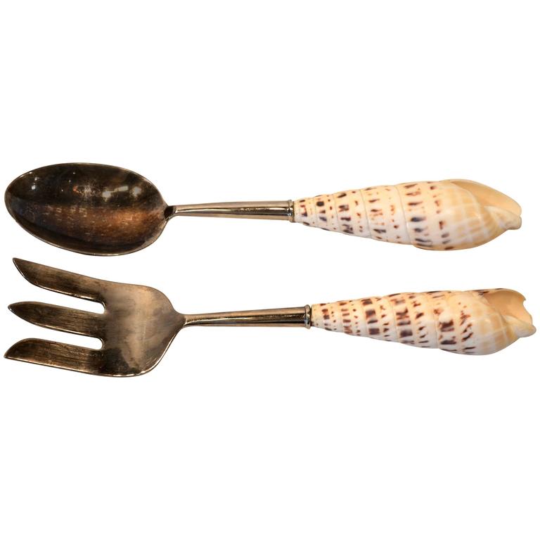 Serving Shell Nautical Shell Salad Server For Sale at 1stDibs
