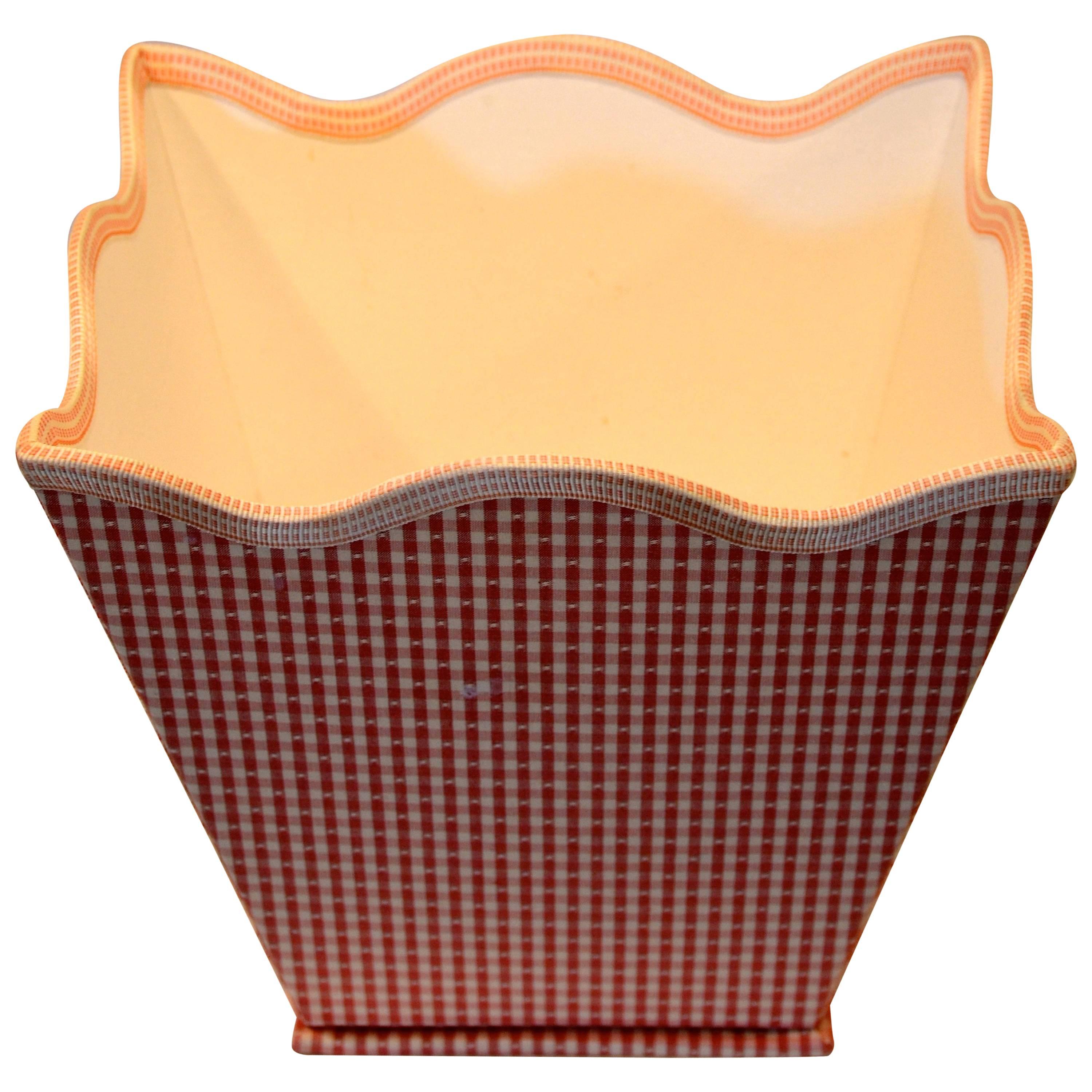 Gingham Wastebasket For Sale