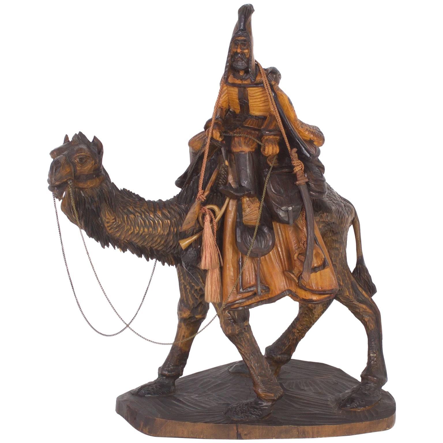 Early 20th Carved Moorish Figure on a Camel