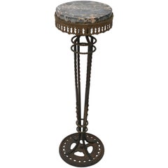 Antique Renaissance Revival Pedestal in Iron and Marble