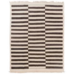Banded Anatolian Kilim Made of Natural Undyed Wool 11