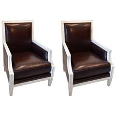 Pair of Stunning Chocolate Leather Armchairs 7