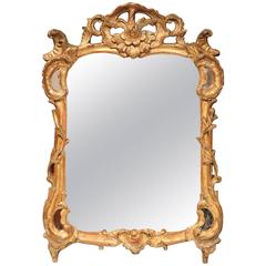 18th Century French Louis XV Carved Giltwood Mirror from Provence