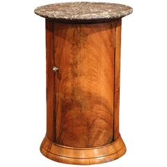 Antique 19th Century French Louis Philippe Walnut Round Side Table with Marble Top