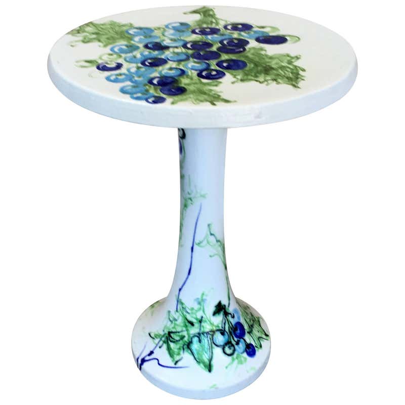Graceful Table with Pyrographic Decoration For Sale at 1stDibs