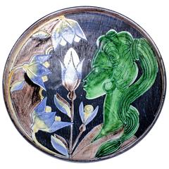 Swedish Tilgmans Modern Blue, Green Floral Centerpiece or Wall Decoration, 1950s