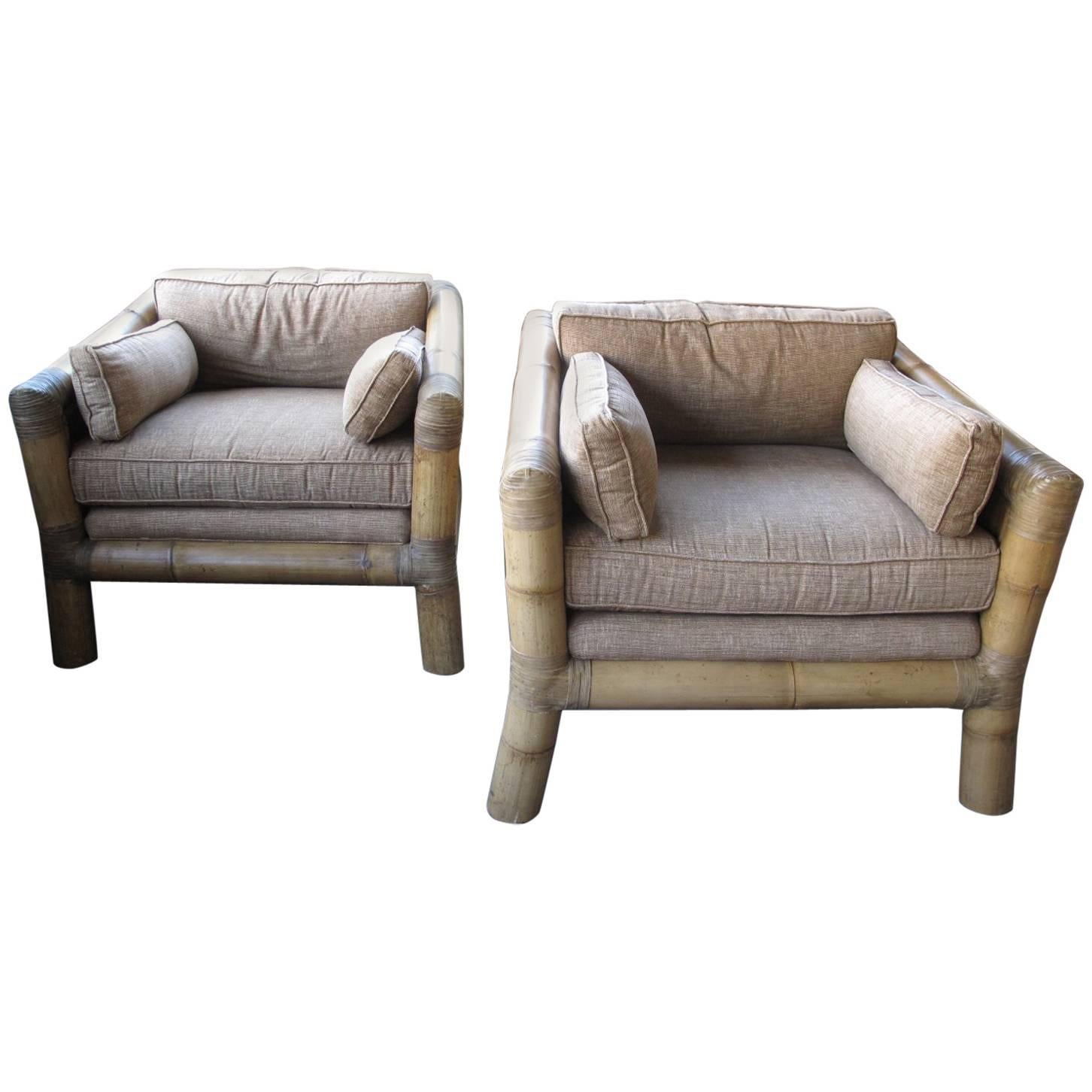 Mammoth Pair of Bamboo Armchairs For Sale