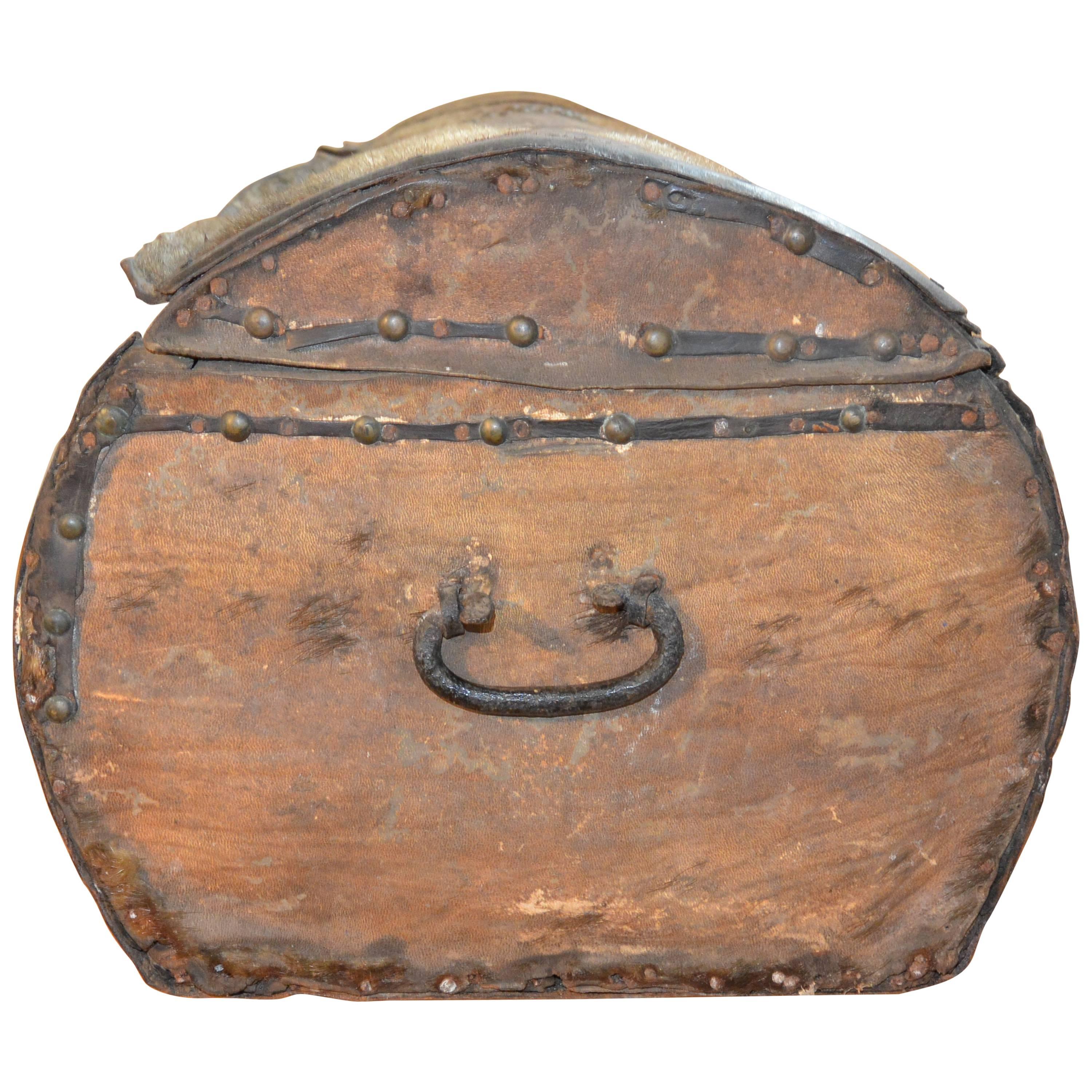 18th Century Moose Hide Horse Carraige Trunk