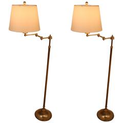 Maison Baguès Pair of Swing Arm Bronze Floor Lamps