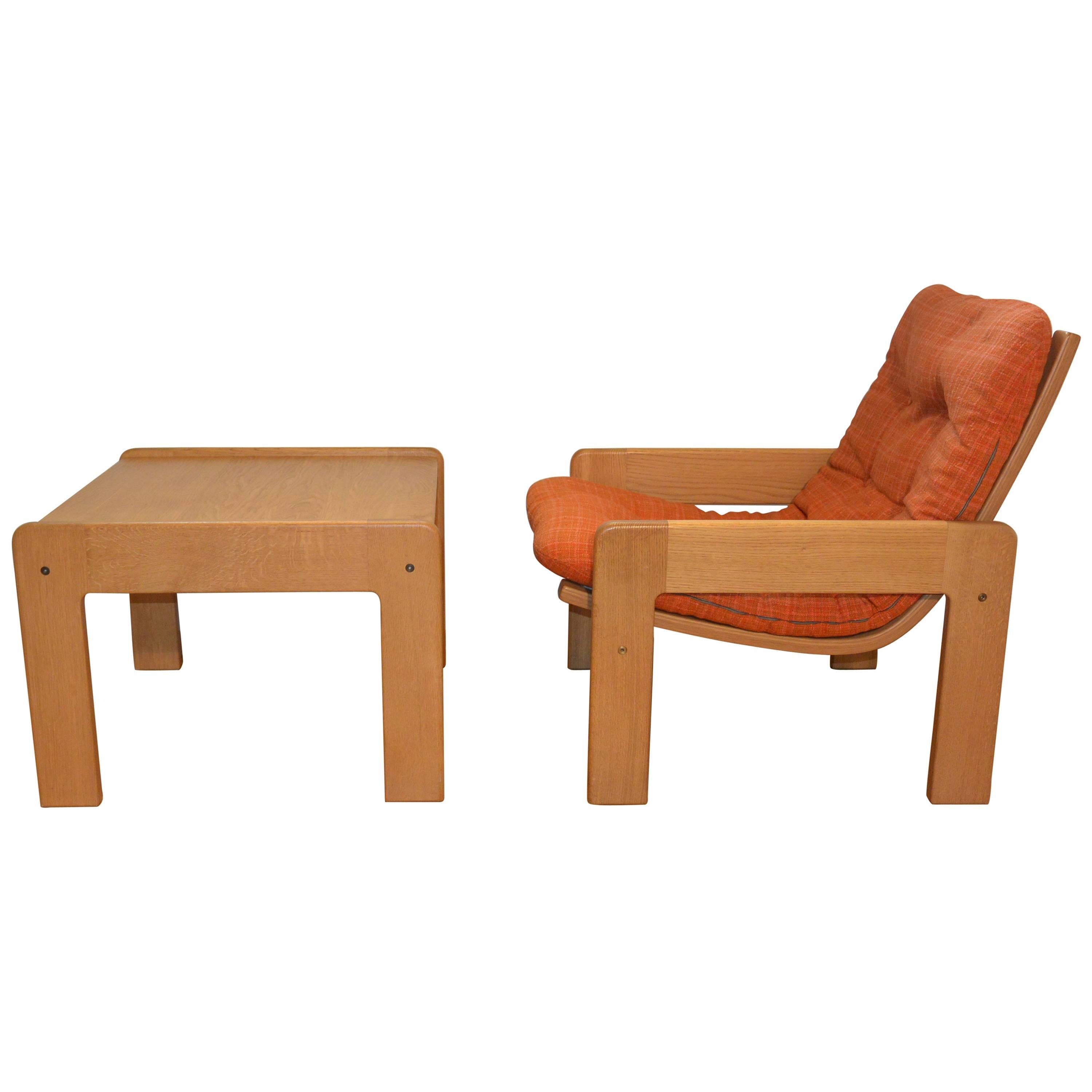 Pair of Yngve Ekström Oak Table and Chair, Swedish For Sale