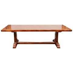 20th Century, French Walnut Trestle Dining Table