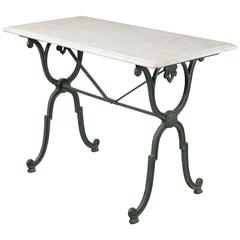 Antique French Cast Iron Marble Top Bistro Table