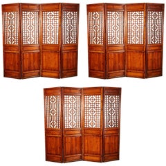 Set of 12 Brown Late 19th Century Chinese Geometrically Carved Panels