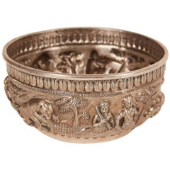 Small 20th Century Indian Silver Bowl with Relief