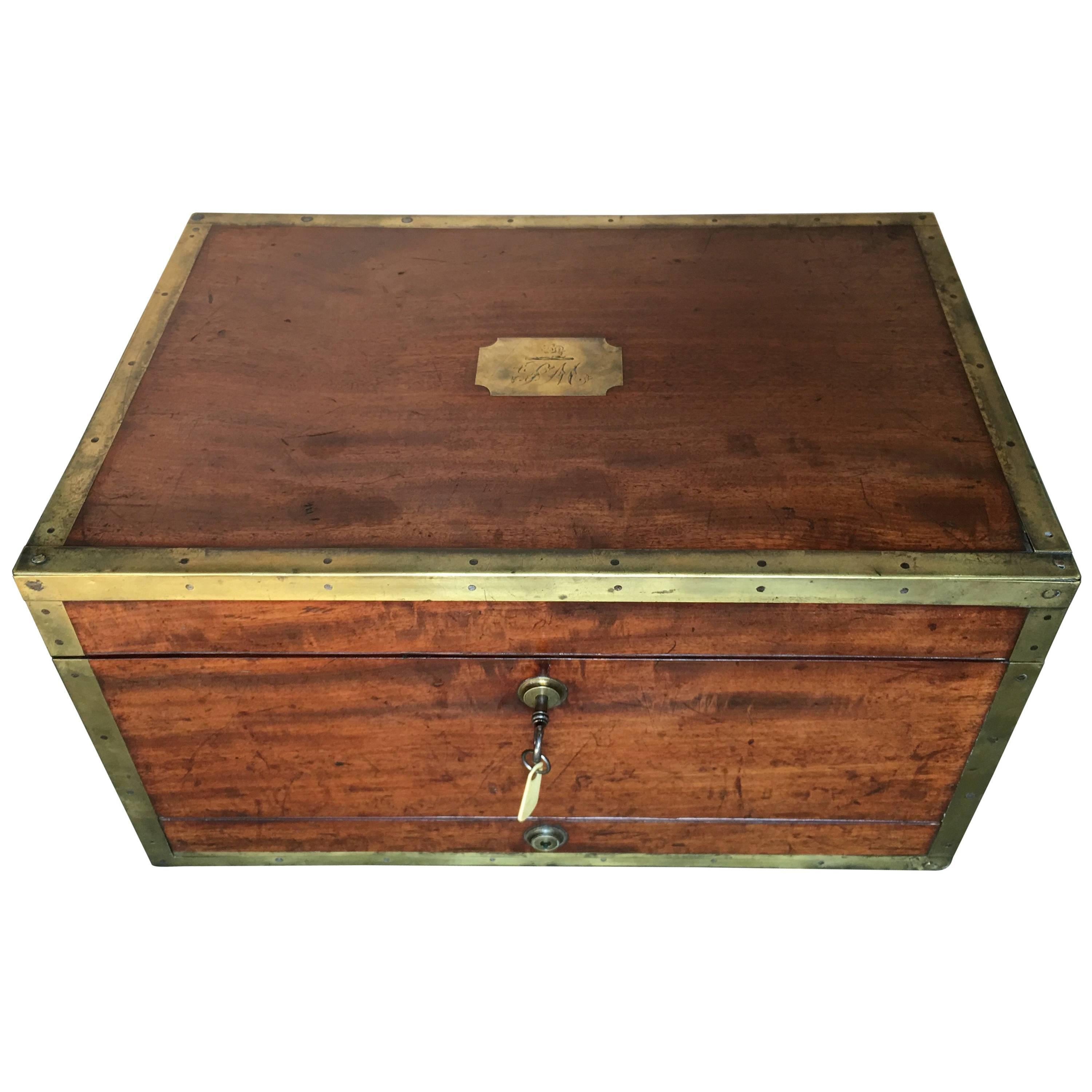 Major-General Sir Peregrine Maitland's Mahogany Document Box, circa 1825 For Sale