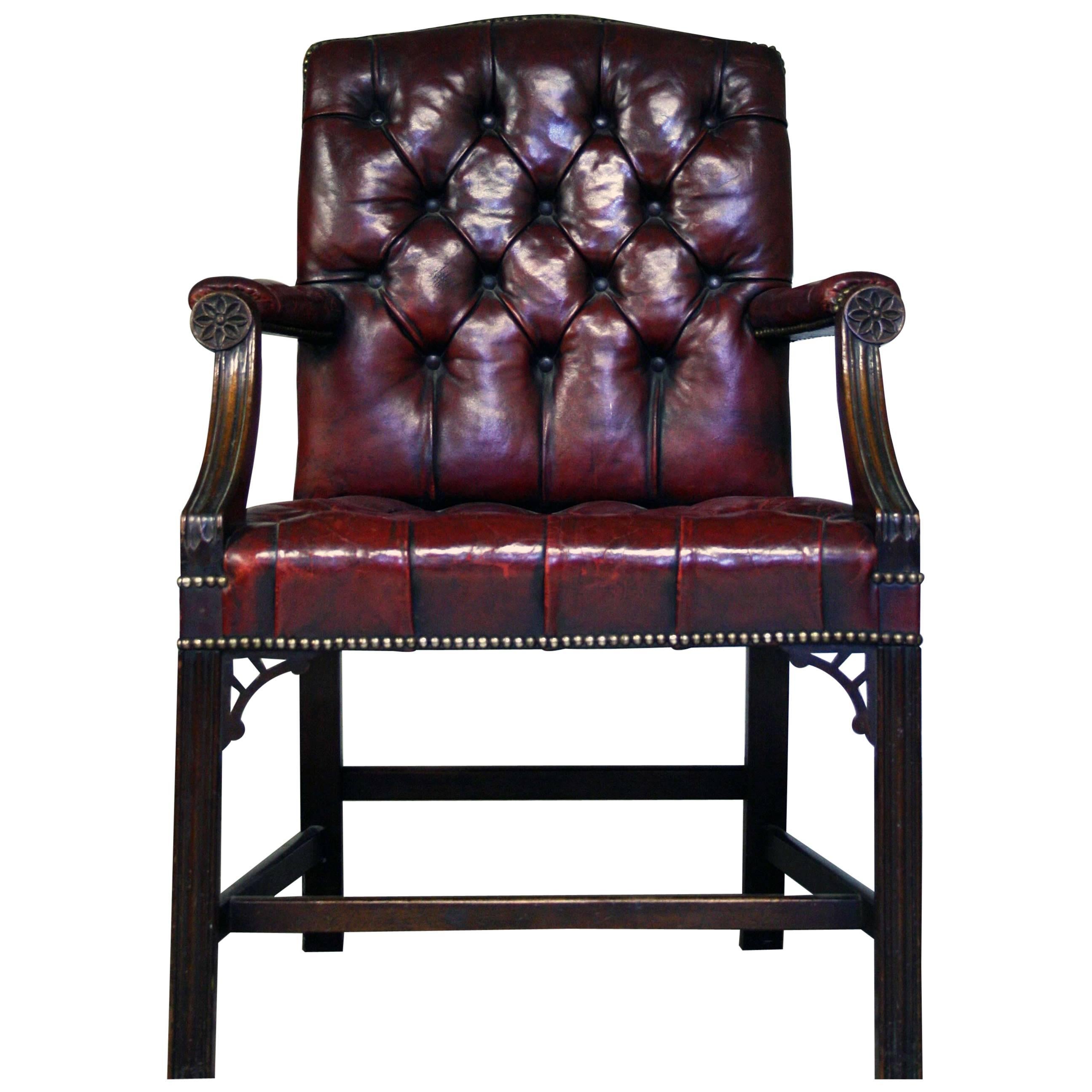 Early 20th Century Gainsborough Style Red Leather Chair