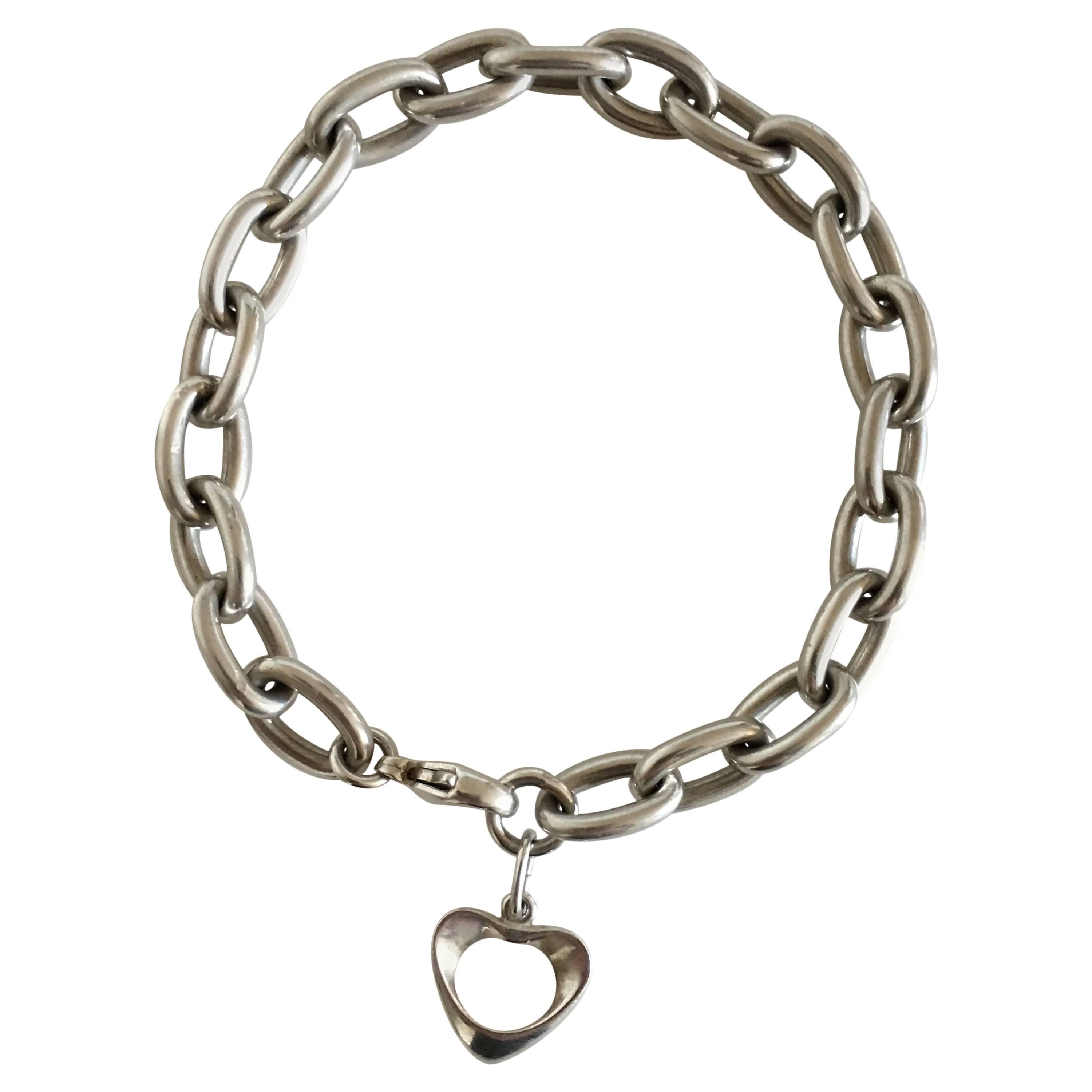 Georg Jensen Sterling Silver Charmbracelet with a Heart Pendant