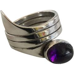 Vintage Hans Hansen Sterling Silver Ring with Amethyst