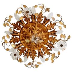 Regency Gilt Florentine Flush Mount Fixture or Ceiling Crown, Italy, 1960s