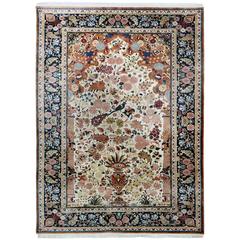 Vintage Kashan Prayer Design Silk Pile Carpet